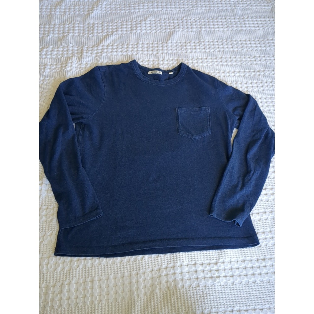 Buck Mason Long Sleeve Pocket T Shirt Blue Sz Medium Crew Neck